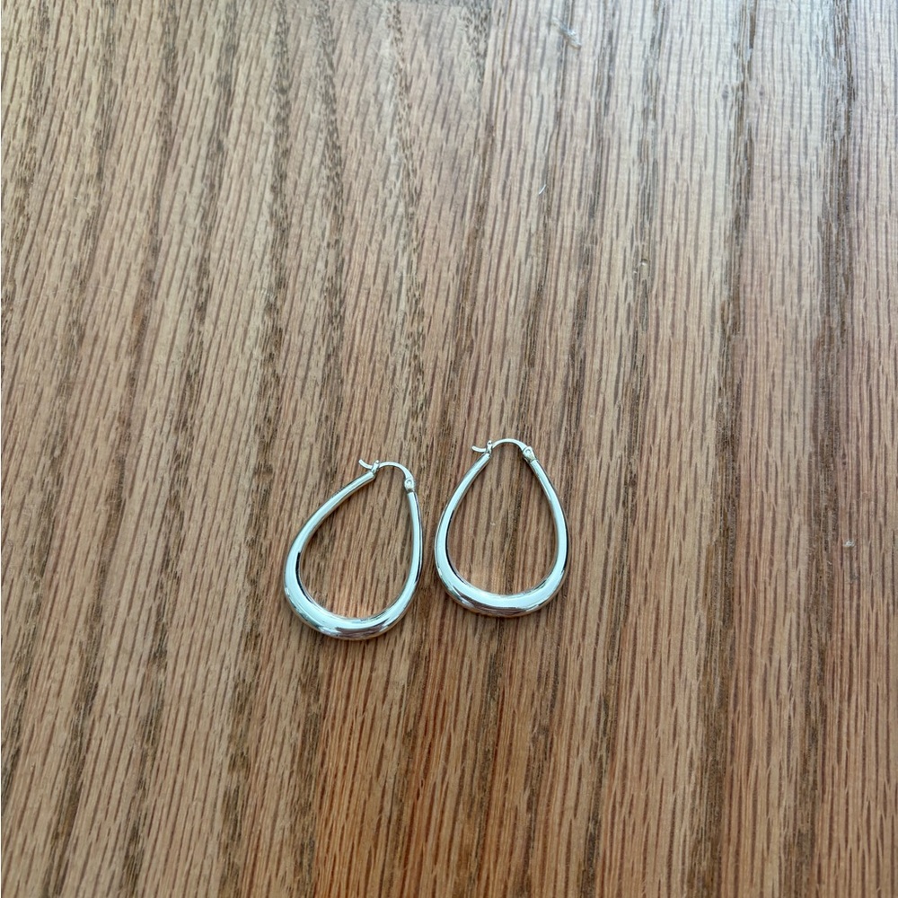 Silver tear drop hoop Earrings